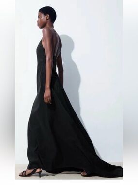 COS Atelier V-neck Linen Asymetrical Hem Maxi Dress